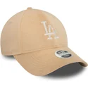 new-era-curved-brim-women-9forty-velour-diamante-los-angeles-dodgers-mlb-beige-adjustable-cap