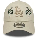 new-era-curved-brim-9forty-icon-dragon-los-angeles-dodgers-mlb-beige-adjustable-cap-with-beige-logo