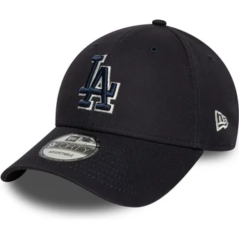 New Era Curved Brim Blue Logo 9FORTY Team Outline Los Angeles Dodgers MLB Navy Blue Adjustable Cap