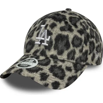 New Era Curved Brim Women 9FORTY Cosy Animal Los Angeles Dodgers MLB Black Adjustable Cap