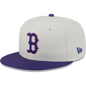 New Era Flat Brim 59FIFTY CLR DVLP Boston Red Sox MLB Beige and Purple Fitted Cap