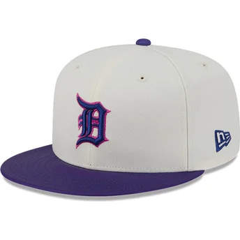 New Era Flat Brim 59FIFTY CLR DVLP Detroit Tigers MLB Beige and Purple Fitted Cap