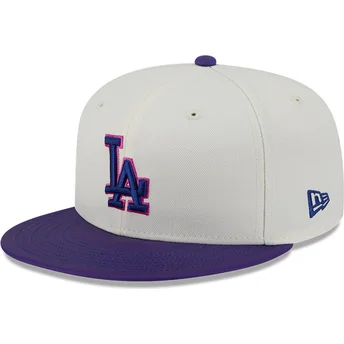 New Era Flat Brim 59FIFTY CLR DVLP Los Angeles Dodgers MLB Beige and Purple Fitted Cap