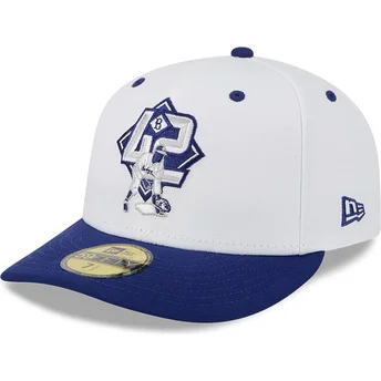 New Era Curved Brim 59FIFTY Player Jackie Robinson Brooklyn Dodgers MLB White and Blue Fitted Cap