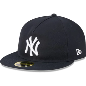 New Era Flat Brim 59FIFTY Retro Crown A Frame Easy New York Yankees MLB Navy Blue Fitted Cap