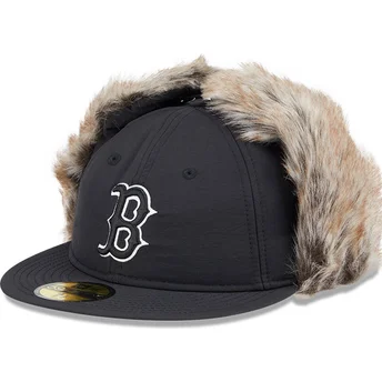 New Era Flat Brim 59FIFTY Winter Dog Ear Boston Red Sox MLB Black Fitted Cap