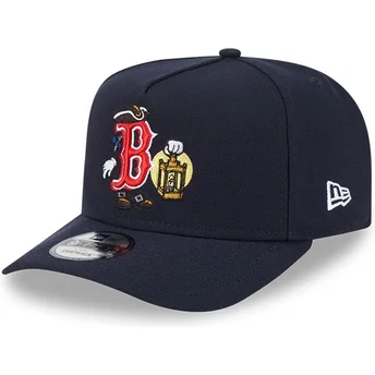 New Era Curved Brim 9FIFTY A Frame Cartoon Boston Red Sox MLB Navy Blue Snapback Cap