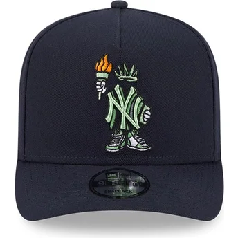 New Era Curved Brim 9FIFTY A Frame Cartoon New York Yankees MLB Navy Blue Snapback Cap