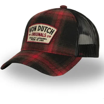 Von Dutch CAR05 Red and Black Trucker Hat