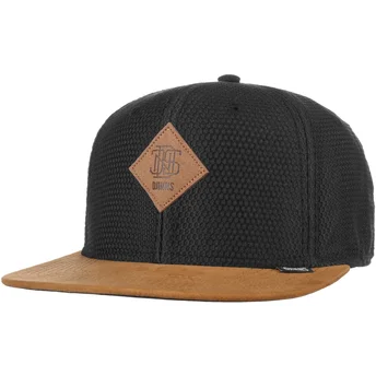 Djinns Flat Brim Honey Knit Black and Brown Snapback Cap