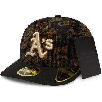Καπέλα καμπύλη μαύρο προσαρμοσμένο 59FIFTY Low Profile Floral Cord Three Looms Printed Corduroy από Oakland Athletics MLB από New Era