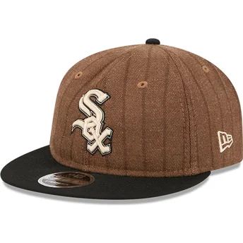 Καπέλα επίπεδη καφέ ρυθμιζόμενη ταινία 9FIFTY Retro Crown Wool Pinstripe από Chicago White Sox MLB από New Era