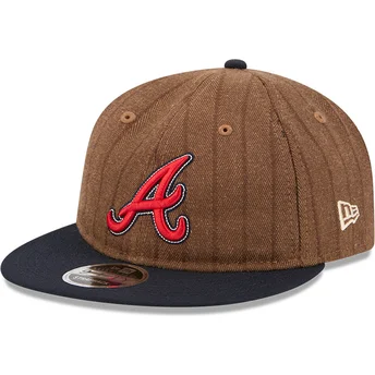 Καπέλα επίπεδη καφέ ρυθμιζόμενη ταινία 9FIFTY Retro Crown Wool Pinstripe από Atlanta Braves MLB από New Era