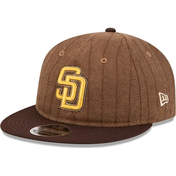 Καπέλα επίπεδη καφέ ρυθμιζόμενη ταινία 9FIFTY Retro Crown Wool Pinstripe από San Diego Padres MLB από New Era