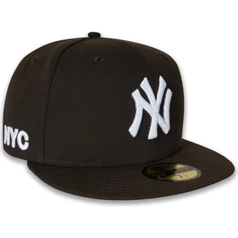 Καπέλα επίπεδη καφέ προσαρμοσμένο 59FIFTY NYC Side από New York Yankees MLB από New Era