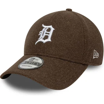 New Era Curved Brim 9FORTY Melton Wool Detroit Tigers MLB Brown Snapback Cap