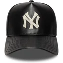 new-era-curved-brim-9forty-e-frame-img-leather-new-york-yankees-mlb-black-adjustable-cap