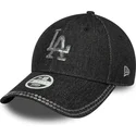 new-era-curved-brim-women-9forty-sequin-denim-los-angeles-dodgers-mlb-black-adjustable-cap
