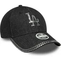 new-era-curved-brim-women-9forty-sequin-denim-los-angeles-dodgers-mlb-black-adjustable-cap