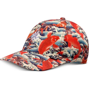 Djinns Curved Brim Koi Watching Club Multicolor Adjustable Cap