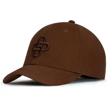 Oblack Curved Brim Brown Logo Baseball Peach OBL061 Brown Adjustable Cap