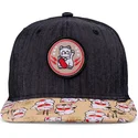djinns-flat-brim-youth-lucky-cat-linen-rev-black-and-multicolor-snapback-cap