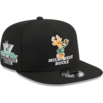 Καπέλα επίπεδη μαύρο snapback 9FIFTY A Frame Hardwood Classics από Milwaukee Bucks NBA από New Era