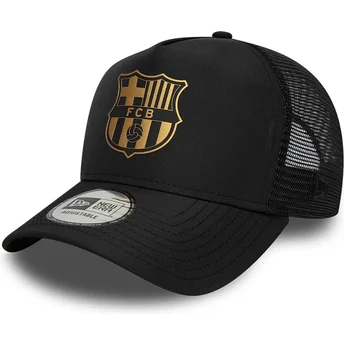 New Era FC Barcelona LALIGA A Frame Gold Black Trucker Hat