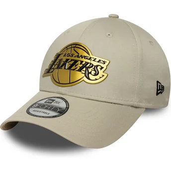 Καπέλα καμπύλη μπεζ snapback 9FORTY Metallic από Los Angeles Lakers NBA από New Era