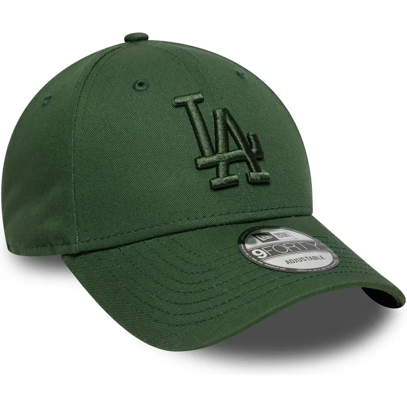new-era-curved-brim-green-logo-9forty-league-essential-los-angeles-dodgers-mlb-green-adjustable-cap