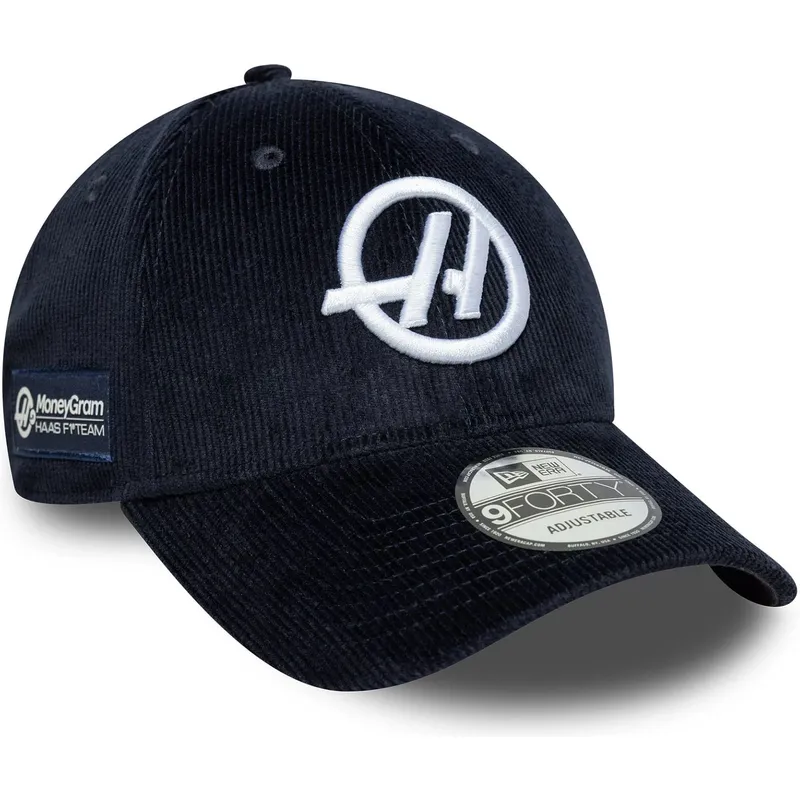 new-era-curved-brim-9forty-cord-haas-f1-team-formula-1-navy-blue-adjustable-cap