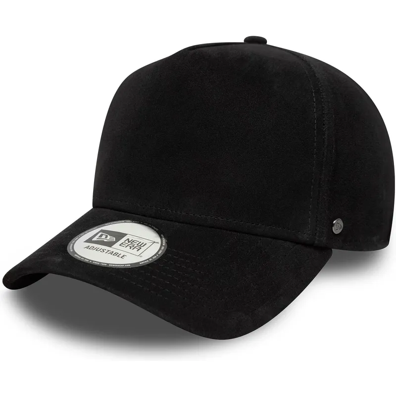 new-era-curved-brim-9forty-e-frame-img-suede-black-adjustable-cap
