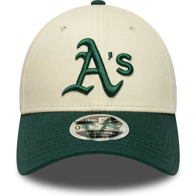 new-era-curved-brim-9forty-m-crown-oakland-athletics-mlb-beige-and-green-snapback-cap
