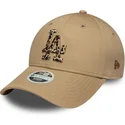 new-era-curved-brim-women-leopard-logo-9forty-animal-infill-los-angeles-dodgers-mlb-brown-adjustable-cap