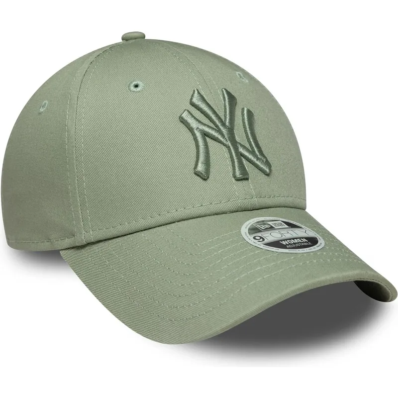 new-era-curved-brim-women-green-logo-9forty-league-essential-new-york-yankees-mlb-light-green-adjustable-cap