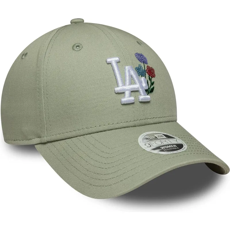 new-era-curved-brim-women-9forty-floral-icon-los-angeles-dodgers-mlb-light-green-adjustable-cap