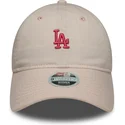 new-era-curved-brim-women-9twenty-washed-mini-los-angeles-dodgers-mlb-pink-adjustable-cap