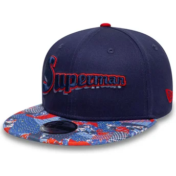 Καπέλα επίπεδη ναυτικό μπλε snapback για παιδιά 9FIFTY από Superman DC Comics από New Era