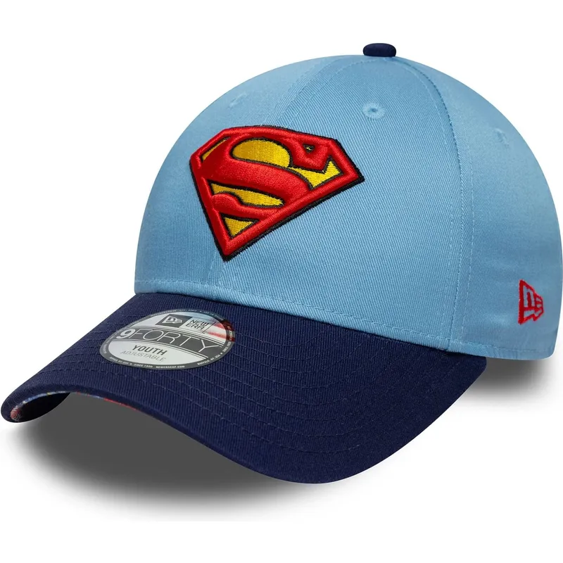 new-era-curved-brim-youth-superman-9forty-dc-comics-blue-adjustable-cap