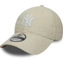 new-era-curved-brim-9twenty-linen-new-york-yankees-mlb-beige-adjustable-cap