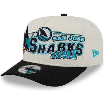 New Era Curved Brim 9FIFTY A Frame Classic San Jose Sharks NHL Beige and Black Snapback Cap