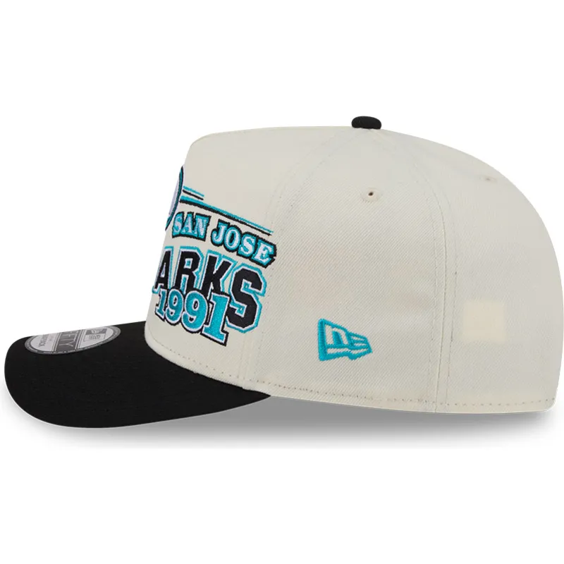 new-era-curved-brim-9fifty-a-frame-classic-san-jose-sharks-nhl-beige-and-black-snapback-cap