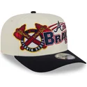 new-era-curved-brim-9fifty-a-frame-classic-atlanta-braves-mlb-beige-and-black-snapback-cap