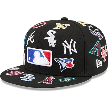 Καπέλα επίπεδη μαύρο προσαρμοσμένο 59FIFTY All Over από MLB από New Era
