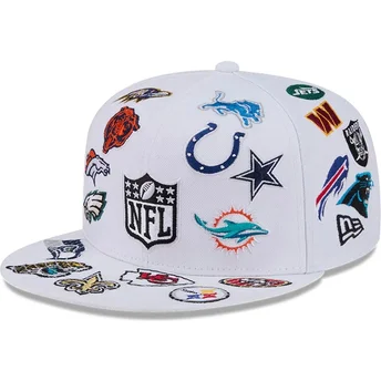 Καπέλα επίπεδη λευκό προσαρμοσμένο 59FIFTY All Over από NFL από New Era