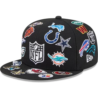 Καπέλα επίπεδη μαύρο προσαρμοσμένο 59FIFTY All Over από NFL από New Era