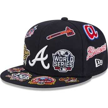 Καπέλα επίπεδη μαύρο προσαρμοσμένο 59FIFTY All Over από Atlanta Braves MLB από New Era