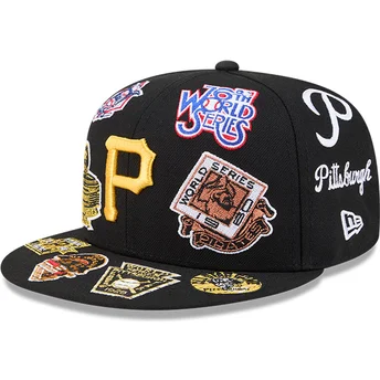 Καπέλα επίπεδη μαύρο προσαρμοσμένο 59FIFTY All Over από Pittsburgh Pirates MLB από New Era