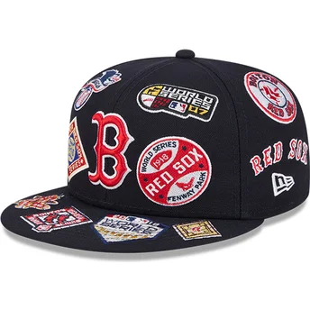 New Era Flat Brim 59FIFTY All Over Boston Red Sox MLB Navy Blue Fitted Cap