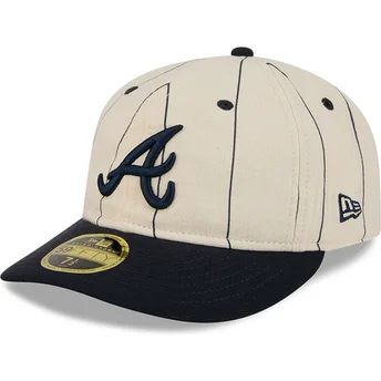 Καπέλα καμπύλη μπεζ προσαρμοσμένο 59FIFTY Retro Crown Linen από Atlanta Braves MLB από New Era